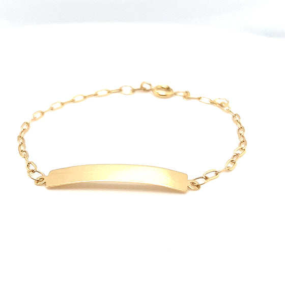 Pulseira Infantil em Ouro 18k com Plaquinha / Baby Bracelet in 18k Gold with Plate - Ricca Jewelry