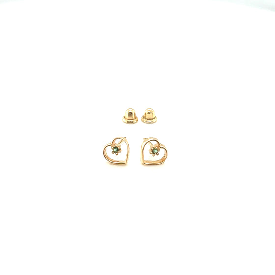 Brinco em Ouro 18k - Modelo Coleção Baby, Coração com Zircônia / 18k Gold Earrings - Baby Collection Model, Heart with Zirconia - Ricca Jewelry