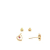Brinco em Ouro 18k - Modelo Coleção Baby, Coração com Zircônia / 18k Gold Earrings - Baby Collection Model, Heart with Zirconia - Ricca Jewelry