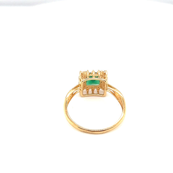 Anel em Ouro Amarelo 18k Formatura Pedra Verde com Zircônias Quadrada - Ricca Jewelry