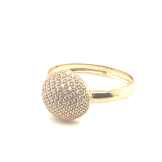Anel em Ouro Amarelo 18k Globo com Micro Zircônias - Ricca Jewelry
