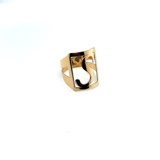 Anel em Ouro 18k Modelo Letra S - Ricca Jewelry
