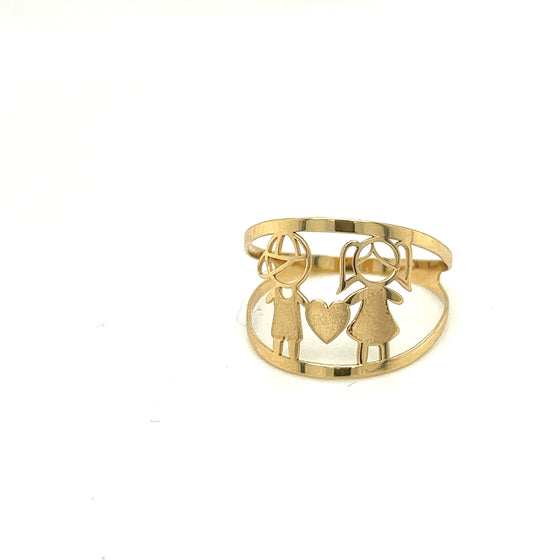 Anel de Ouro 18k Modelo Casal de Filhos Menino e Menina / 18k Gold Ring Model Couple of Children Boy and Girl - Ricca Jewelry