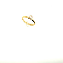  Anel de Ouro 18k Modelo Solitario com Zirconia 4mm - Aro Triangular/ 18k Gold Solitaire Ring with Zirconia 4mm - Triangular Band - Ricca Jewelry