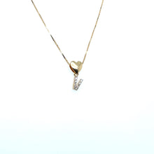  Gargantilha de Ouro 18k Modelo Veneziana com Pingente Coracao e Letra com Diamantes. - Ricca Jewelry