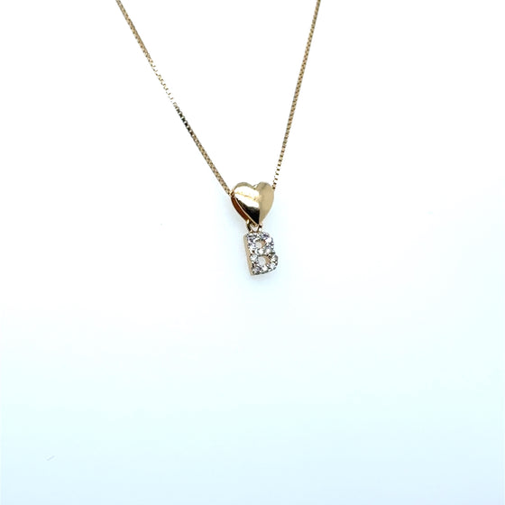 Gargantilha de Ouro 18k Modelo Veneziana com Pingente Coracao e Letra com Diamantes. - Ricca Jewelry
