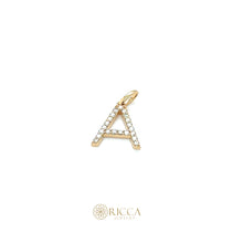  Pingente em Ouro 18K Letra 'A' com 21 Diamantes / 18K Gold Letter 'A' Pendant with 21 Diamonds - Ricca Jewelry